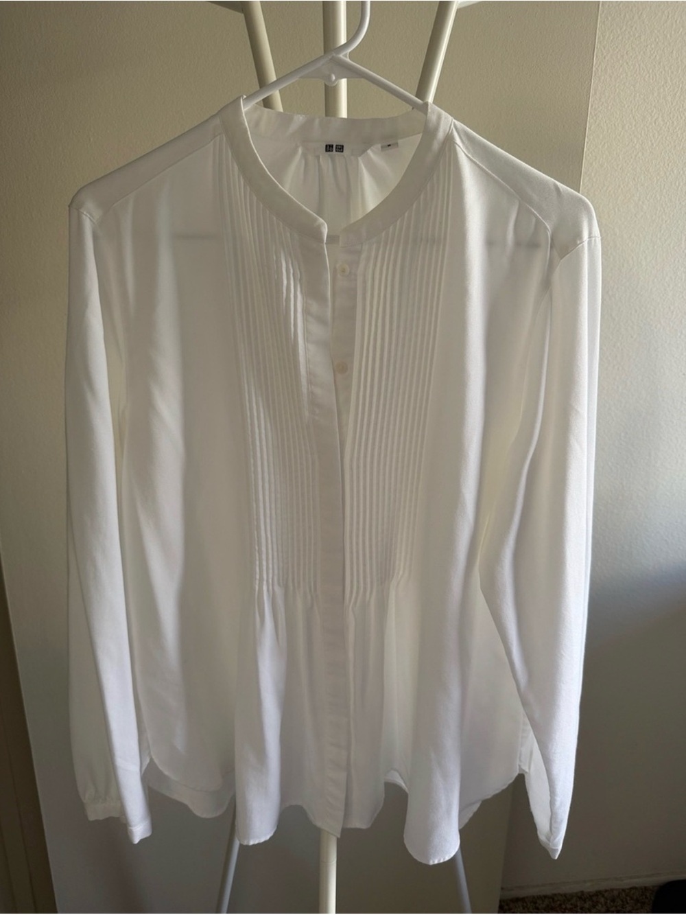 Uniqlo White Pintuck Button-Front Shirt